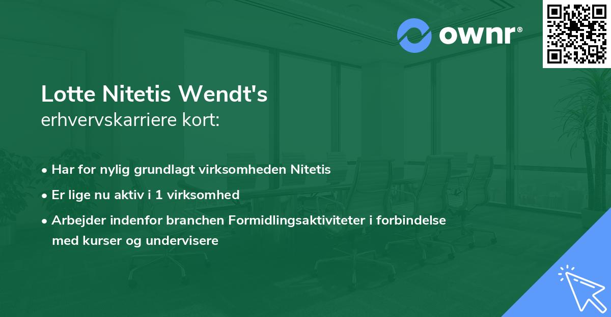 Lotte Nitetis Wendt's erhvervskarriere kort