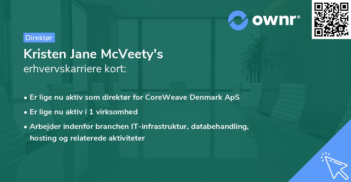 Kristen Jane McVeety's erhvervskarriere kort