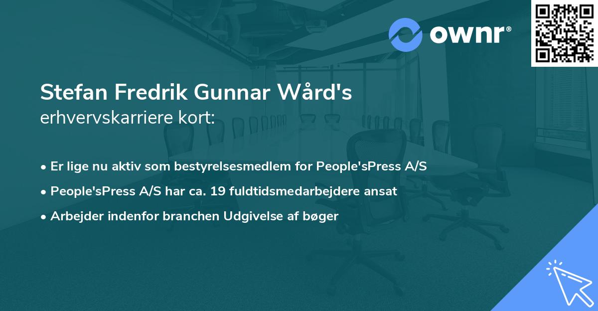 Stefan Fredrik Gunnar Wård's erhvervskarriere kort