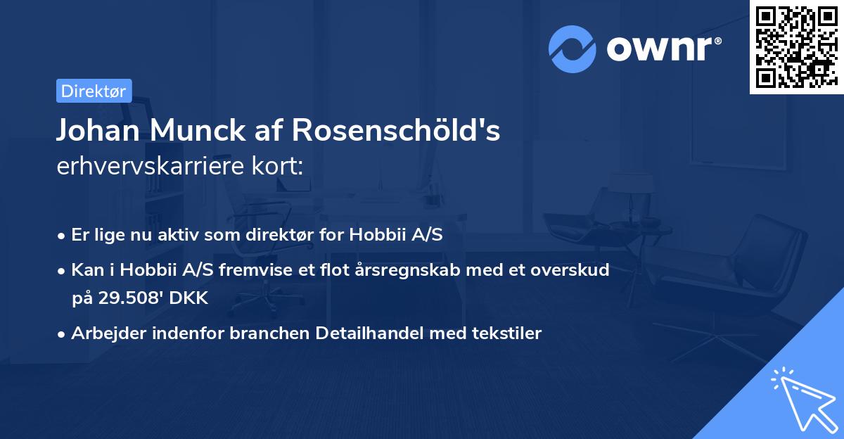 Johan Munck af Rosenschöld's erhvervskarriere kort