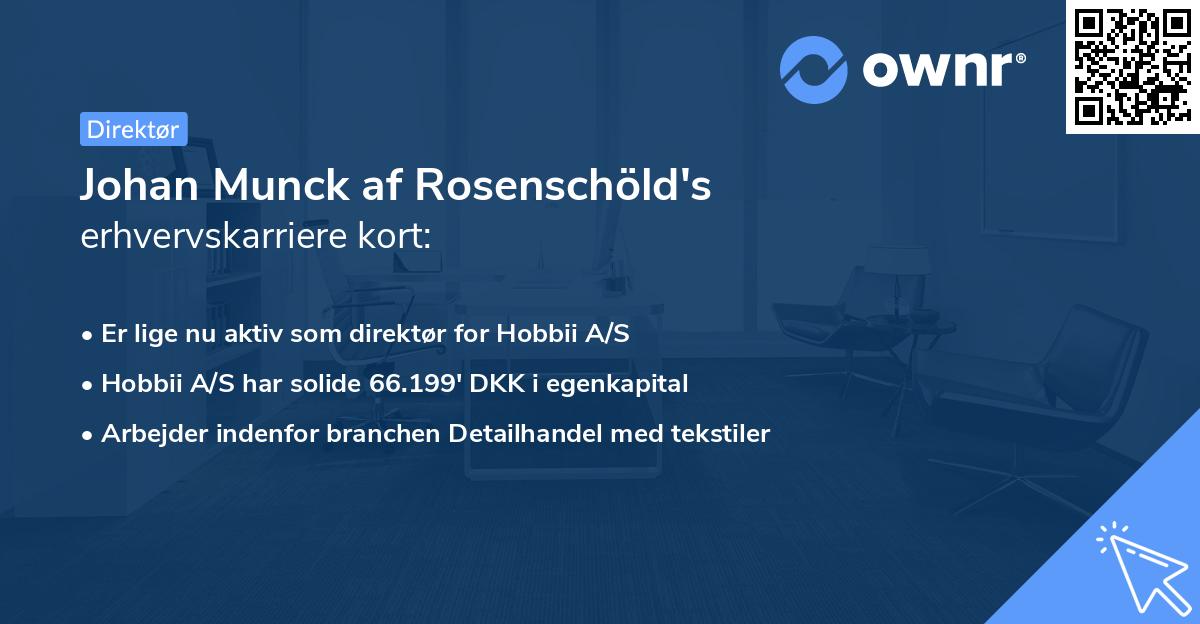 Johan Munck af Rosenschöld's erhvervskarriere kort