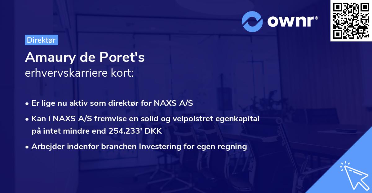 Amaury de Poret's erhvervskarriere kort