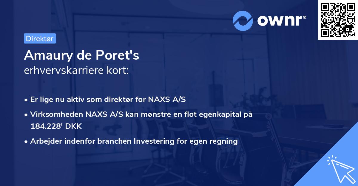 Amaury de Poret's erhvervskarriere kort