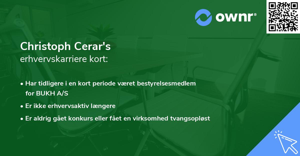 Christoph Cerar's erhvervskarriere kort