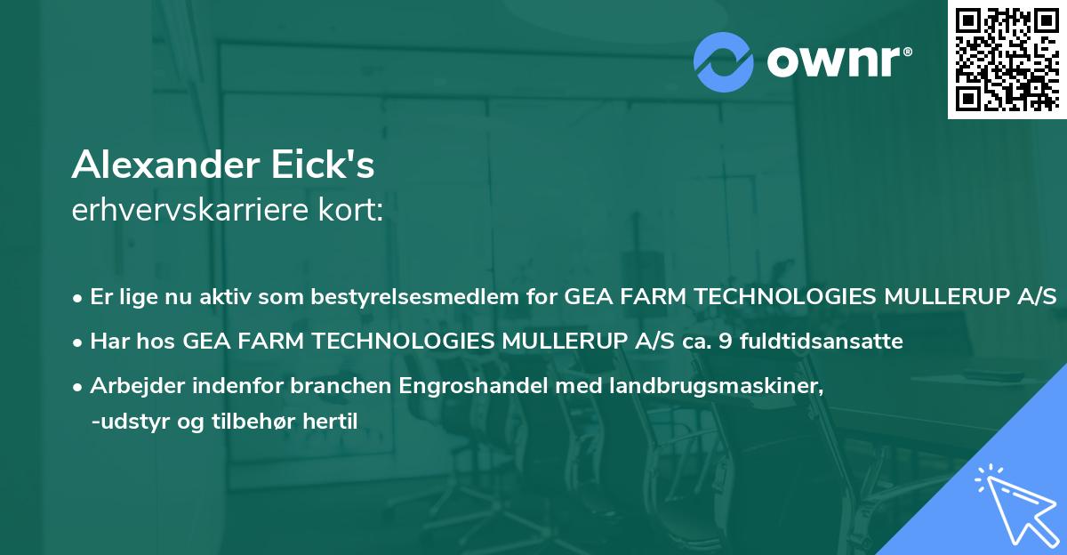 Alexander Eick's erhvervskarriere kort