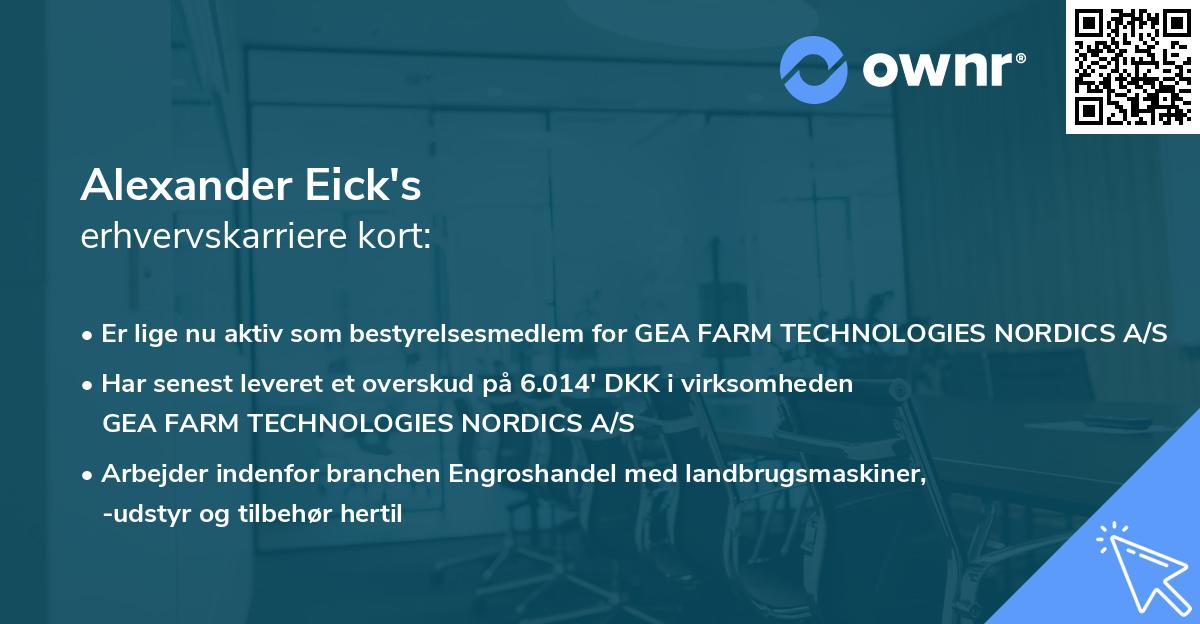 Alexander Eick's erhvervskarriere kort