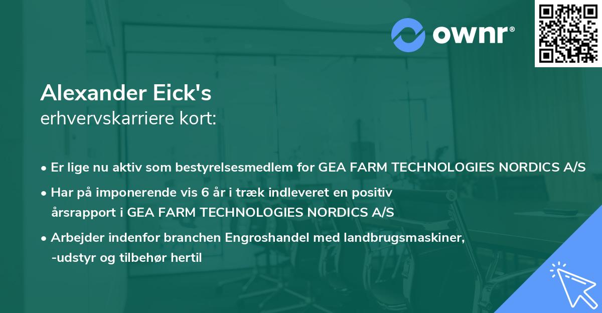 Alexander Eick's erhvervskarriere kort