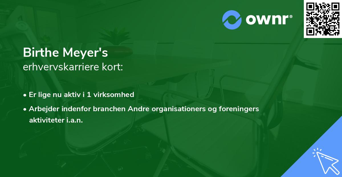 Birthe Meyer's erhvervskarriere kort