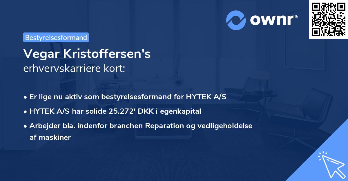 Vegar Kristoffersen's erhvervskarriere kort