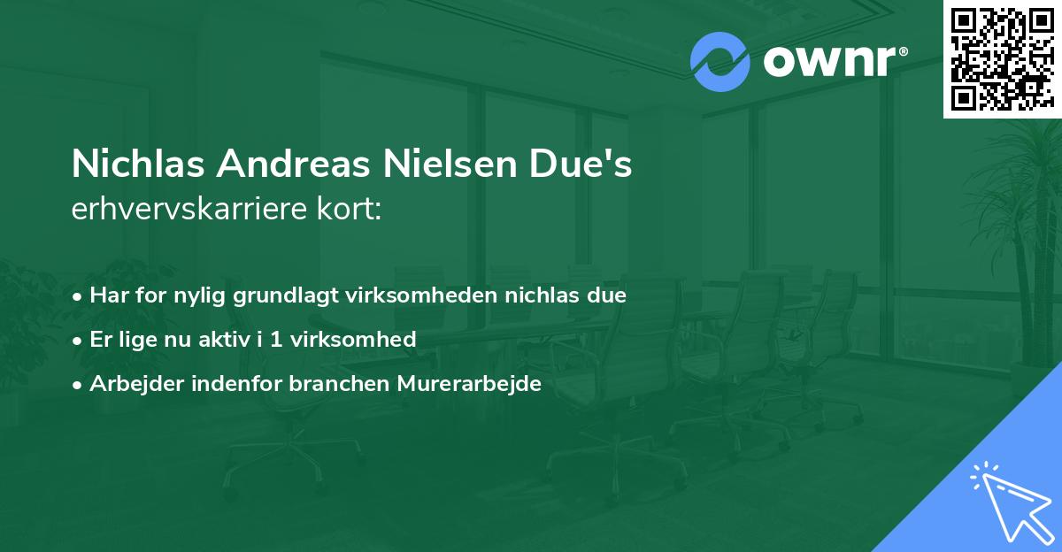 Nichlas Andreas Nielsen Due's erhvervskarriere kort