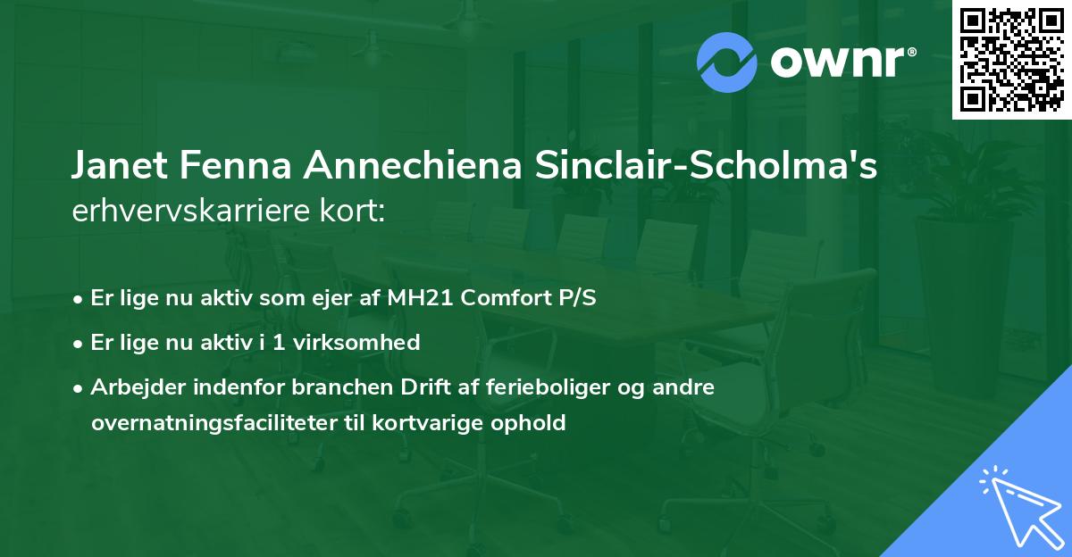 Janet Fenna Annechiena Sinclair-Scholma's erhvervskarriere kort