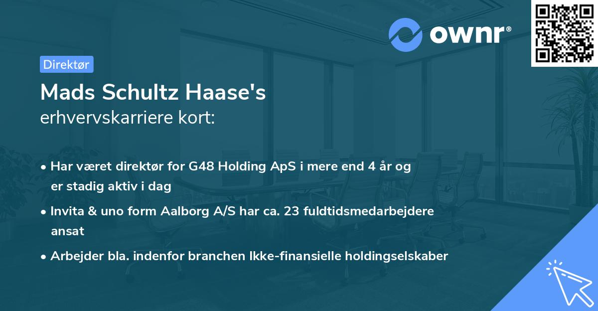 Mads Schultz Haase's erhvervskarriere kort