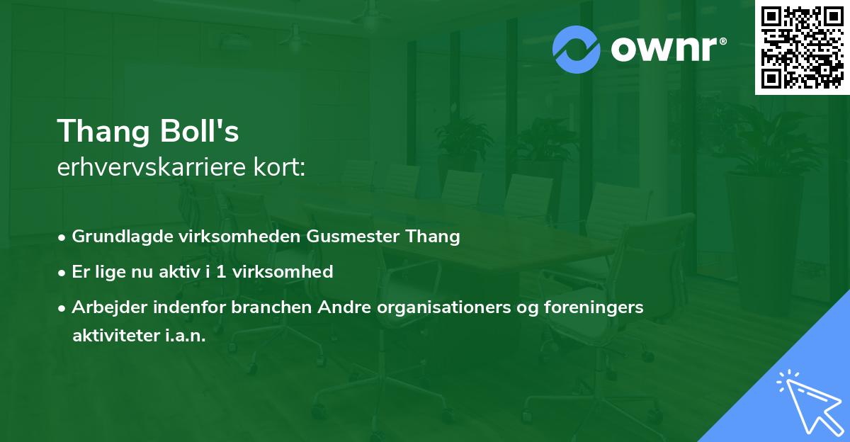 Thang Boll's erhvervskarriere kort