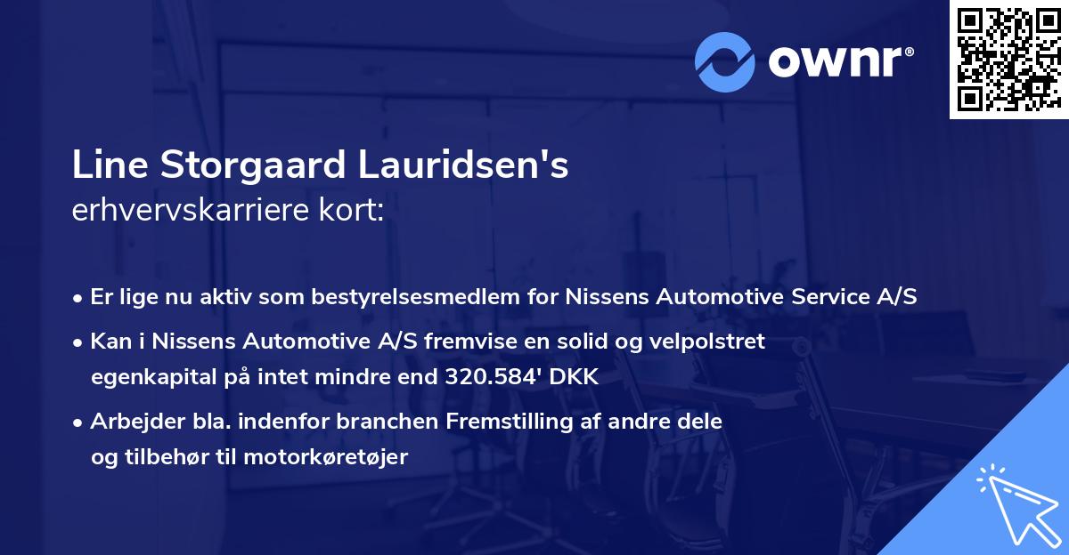 Line Storgaard Lauridsen's erhvervskarriere kort