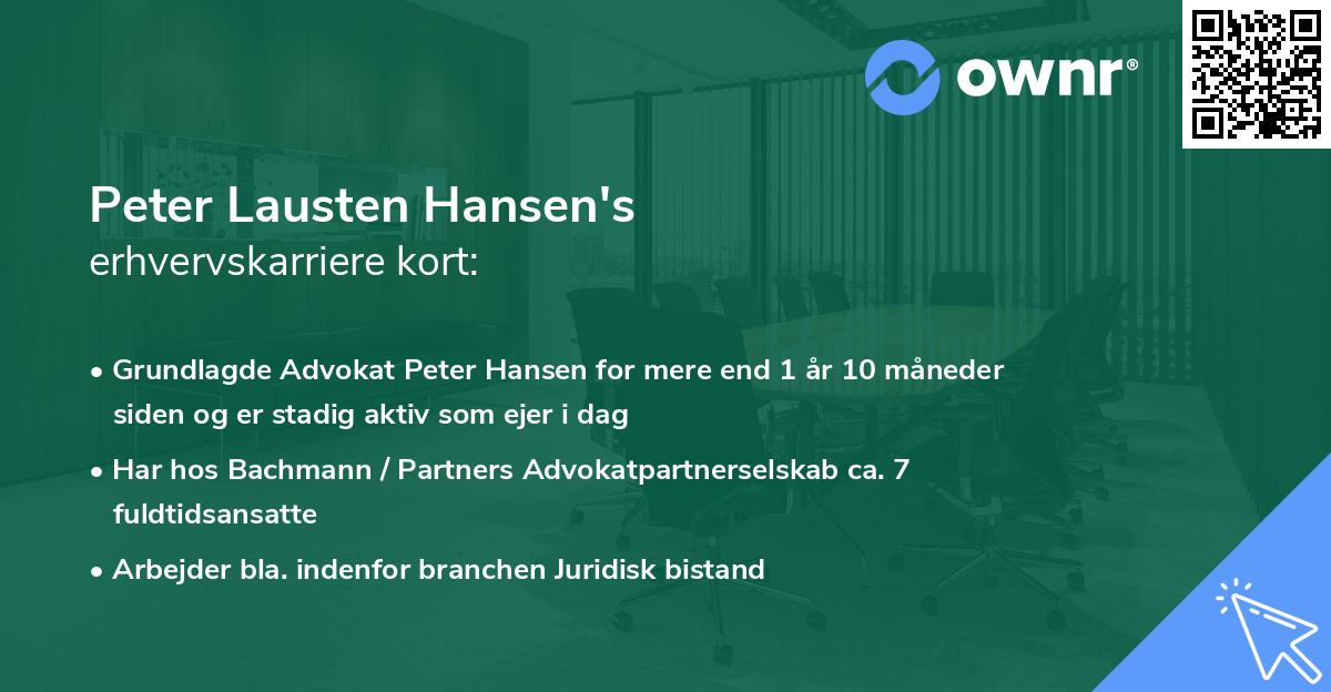 Peter Lausten Hansen's erhvervskarriere kort