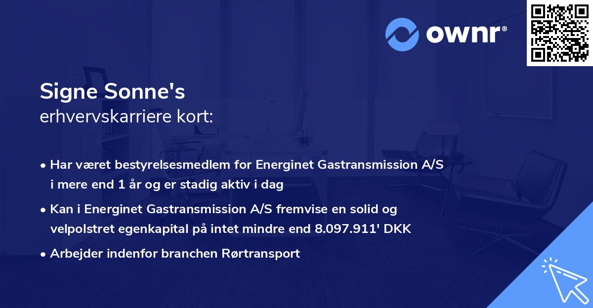 Signe Sonne's erhvervskarriere kort