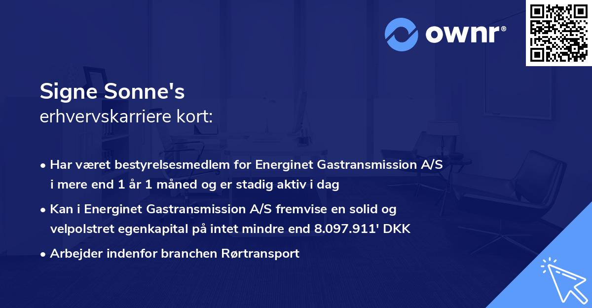Signe Sonne's erhvervskarriere kort