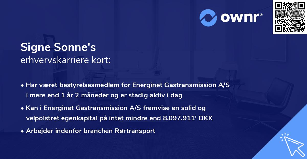 Signe Sonne's erhvervskarriere kort