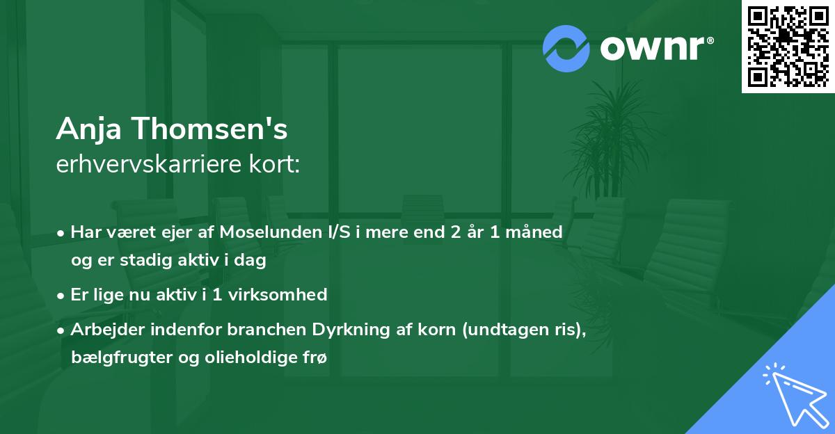 Anja Thomsen's erhvervskarriere kort