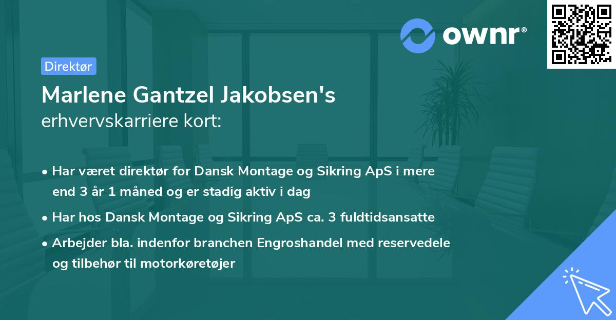 Marlene Gantzel Jakobsen's erhvervskarriere kort