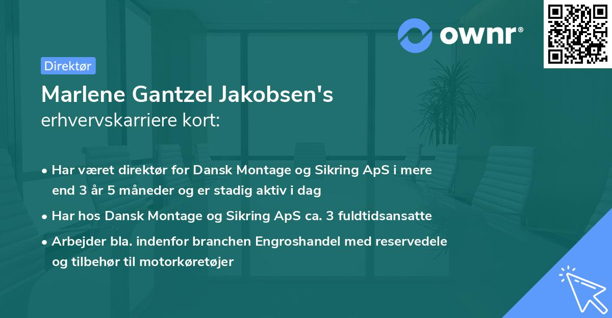Marlene Gantzel Jakobsen's erhvervskarriere kort