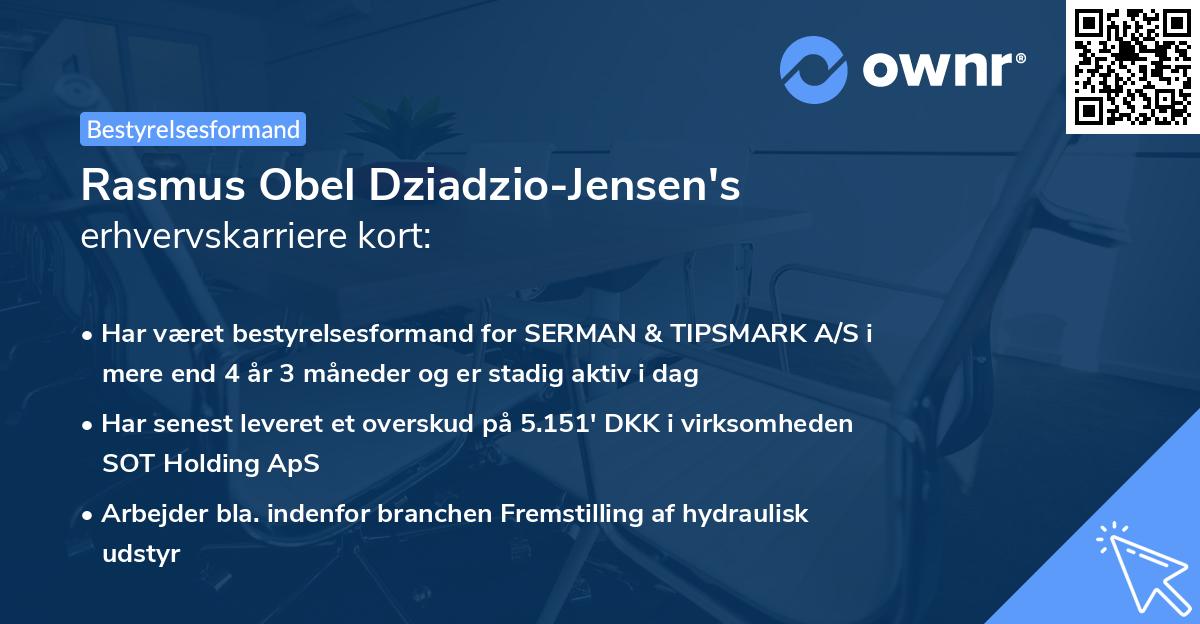 Rasmus Obel Dziadzio-Jensen's erhvervskarriere kort