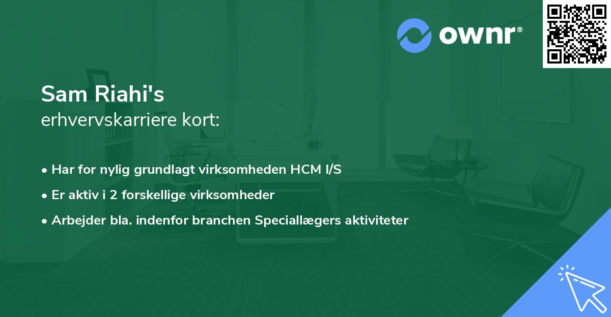 Sam Riahi's erhvervskarriere kort