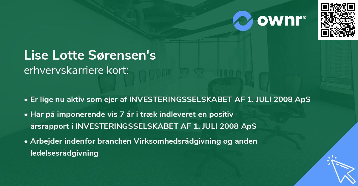 Lise Lotte Sørensen's erhvervskarriere kort