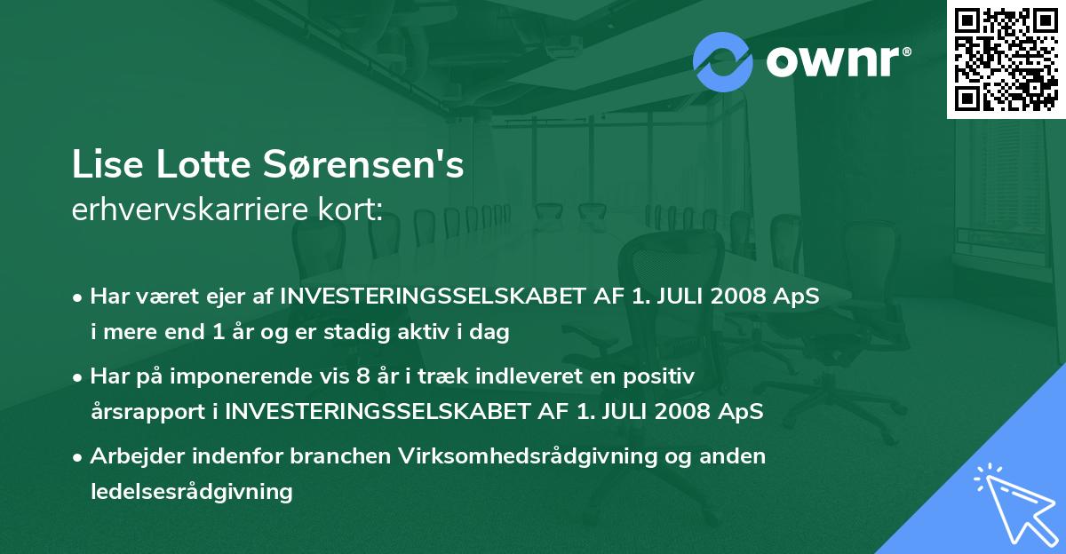 Lise Lotte Sørensen's erhvervskarriere kort