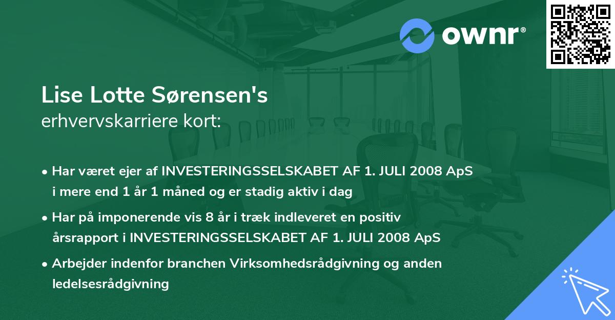 Lise Lotte Sørensen's erhvervskarriere kort
