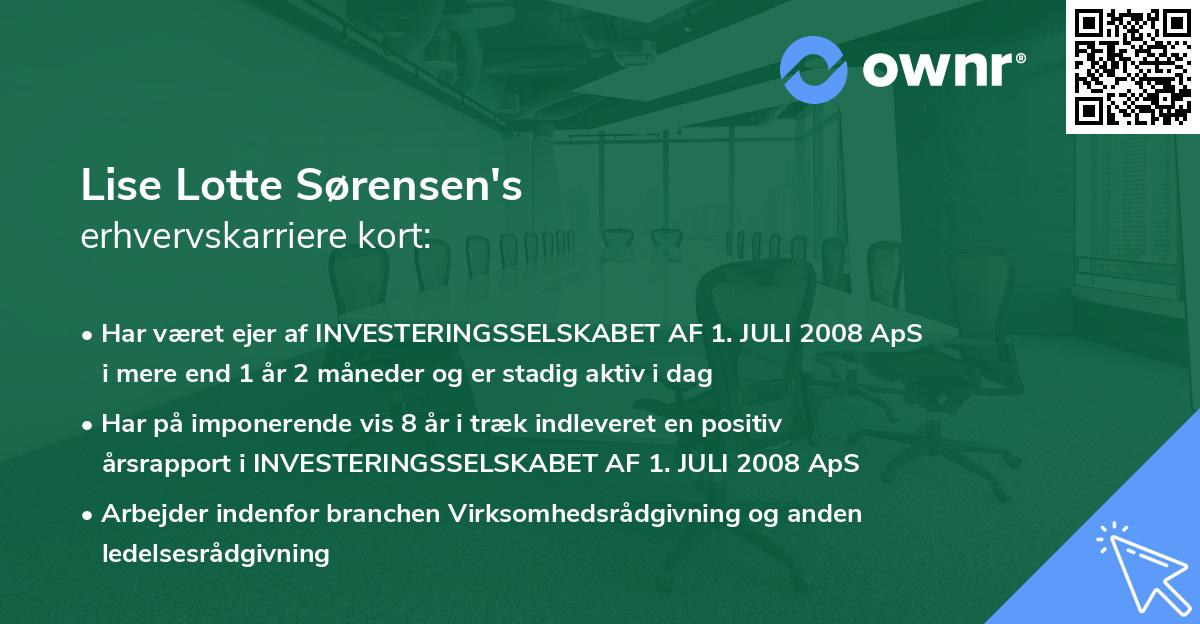 Lise Lotte Sørensen's erhvervskarriere kort