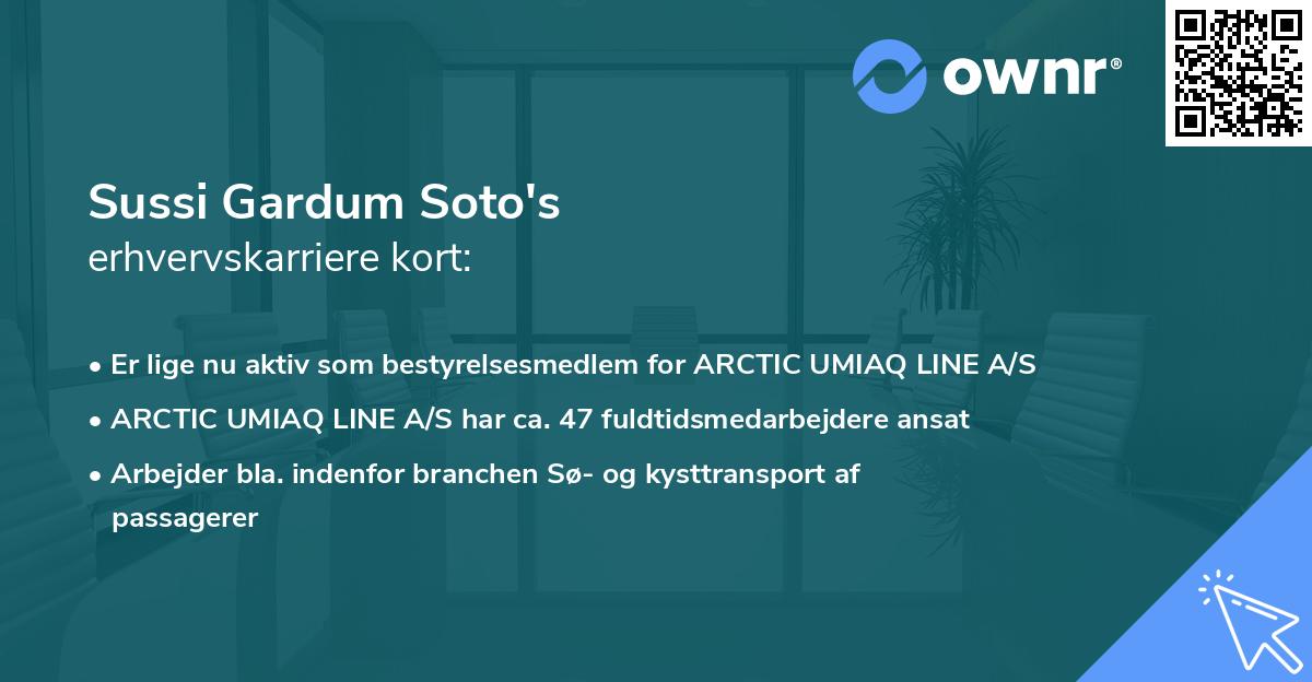 Sussi Gardum Soto's erhvervskarriere kort