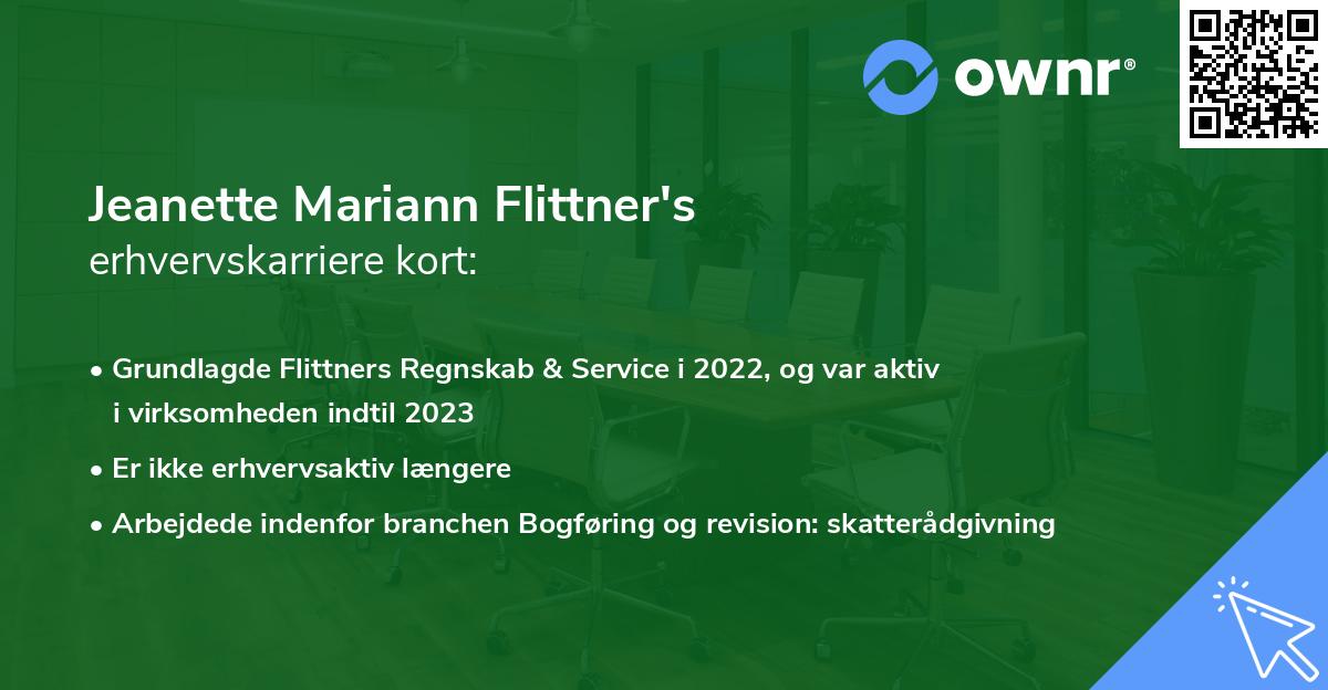 Jeanette Mariann Flittner's erhvervskarriere kort