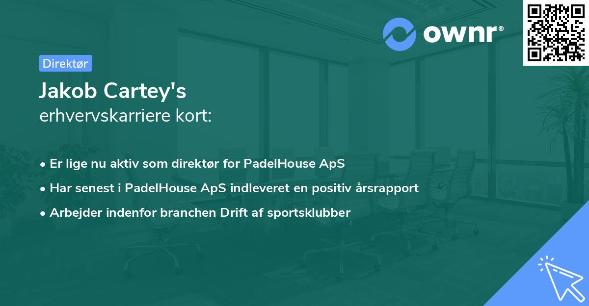 Jakob Cartey's erhvervskarriere kort