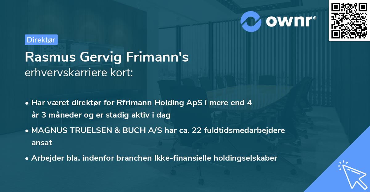 Rasmus Gervig Frimann's erhvervskarriere kort