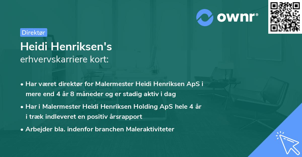 Heidi Henriksen's erhvervskarriere kort