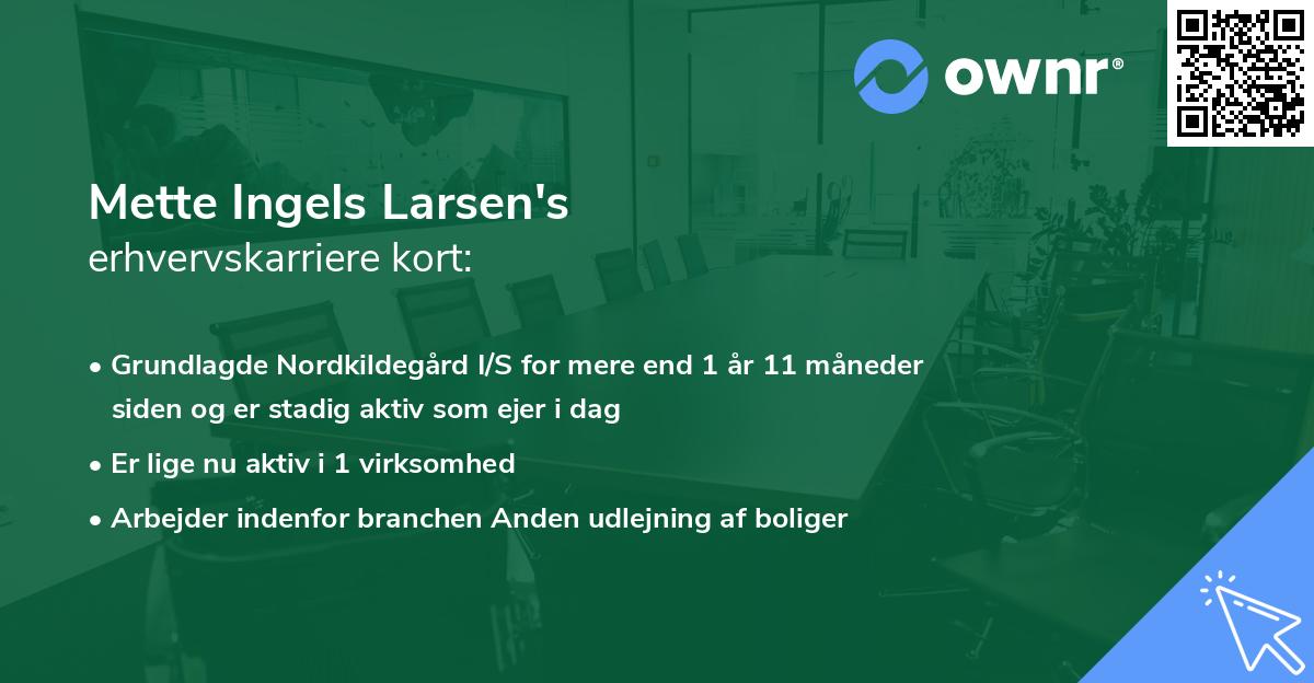 Mette Ingels Larsen's erhvervskarriere kort