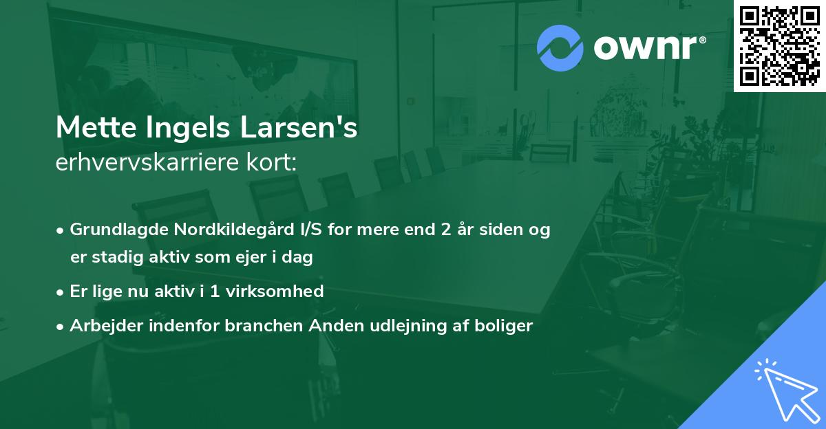 Mette Ingels Larsen's erhvervskarriere kort