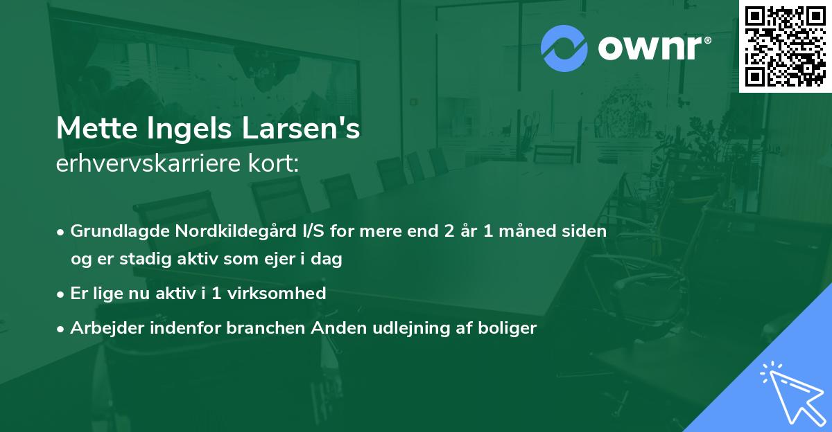 Mette Ingels Larsen's erhvervskarriere kort