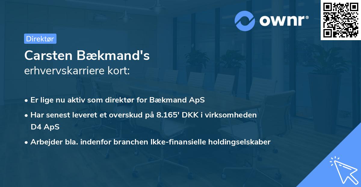 Carsten Bækmand's erhvervskarriere kort