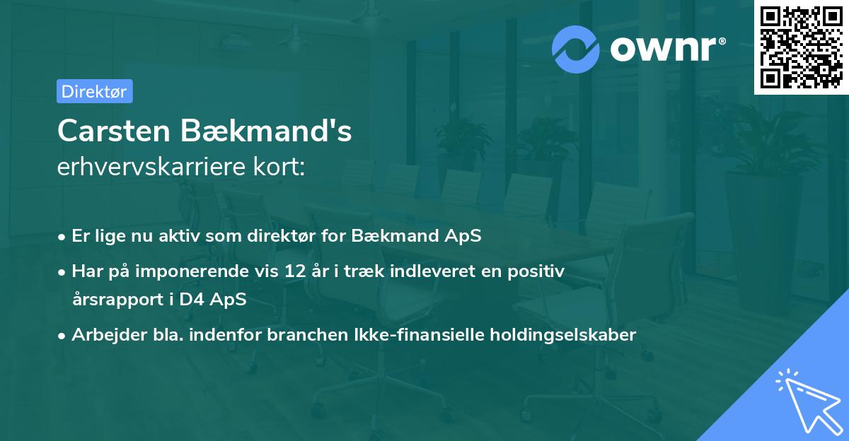 Carsten Bækmand's erhvervskarriere kort