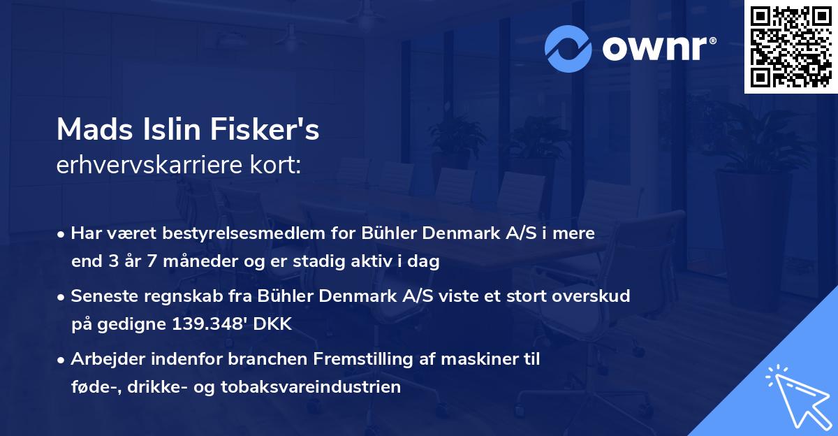 Mads Islin Fisker's erhvervskarriere kort
