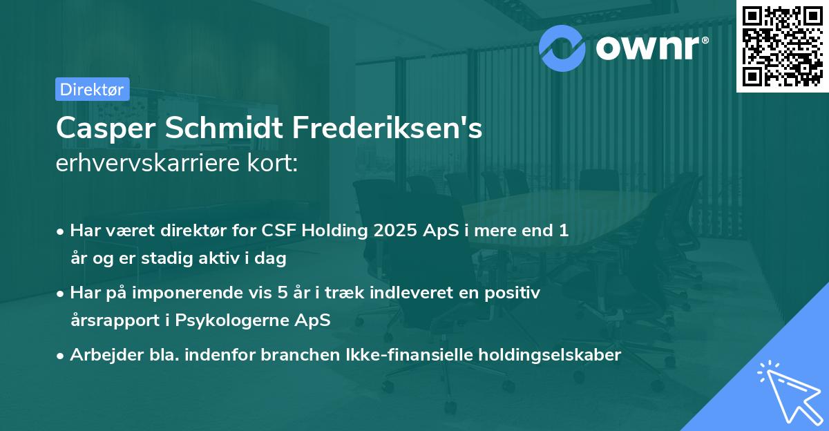 Casper Schmidt Frederiksen's erhvervskarriere kort
