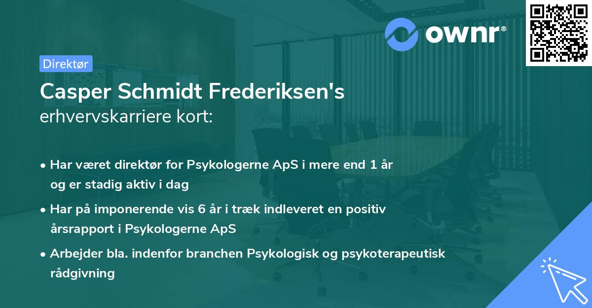 Casper Schmidt Frederiksen's erhvervskarriere kort