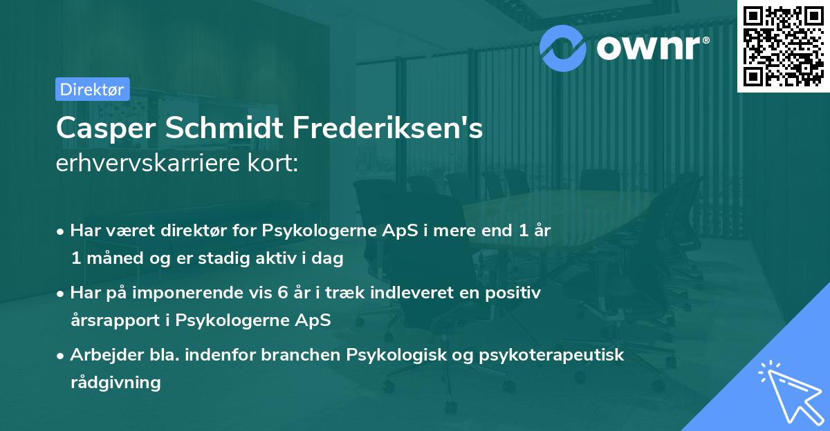 Casper Schmidt Frederiksen's erhvervskarriere kort