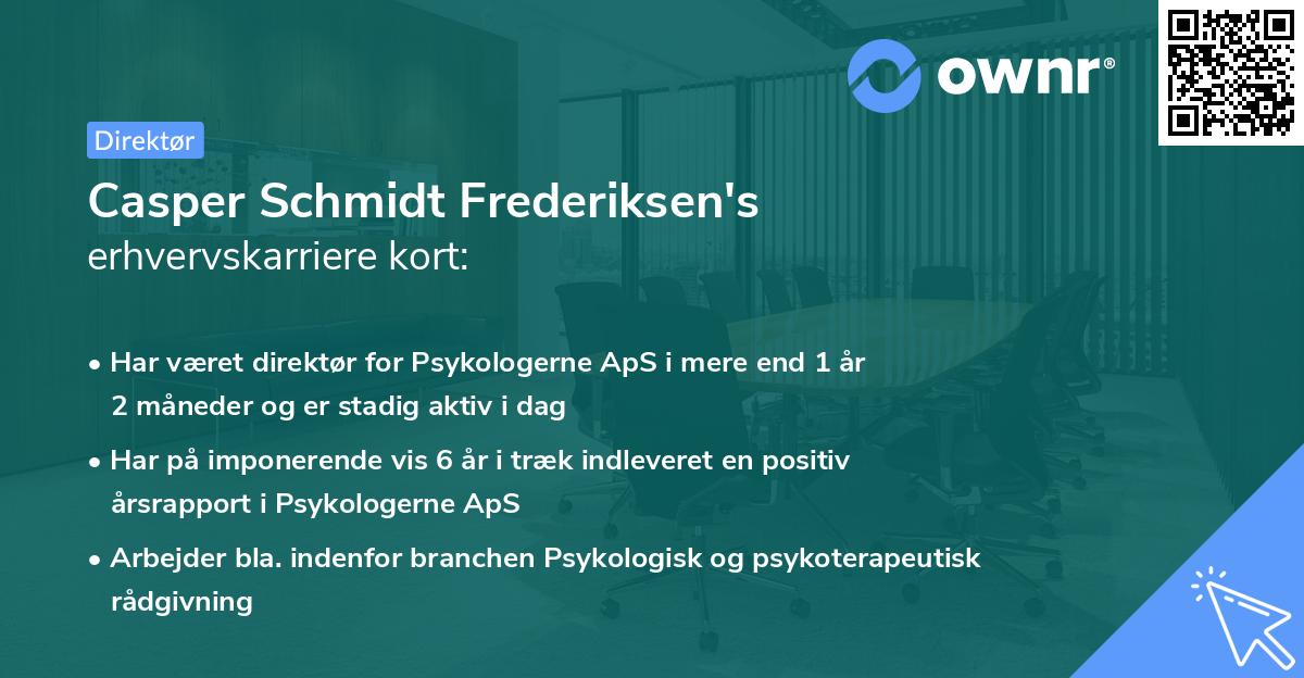 Casper Schmidt Frederiksen's erhvervskarriere kort