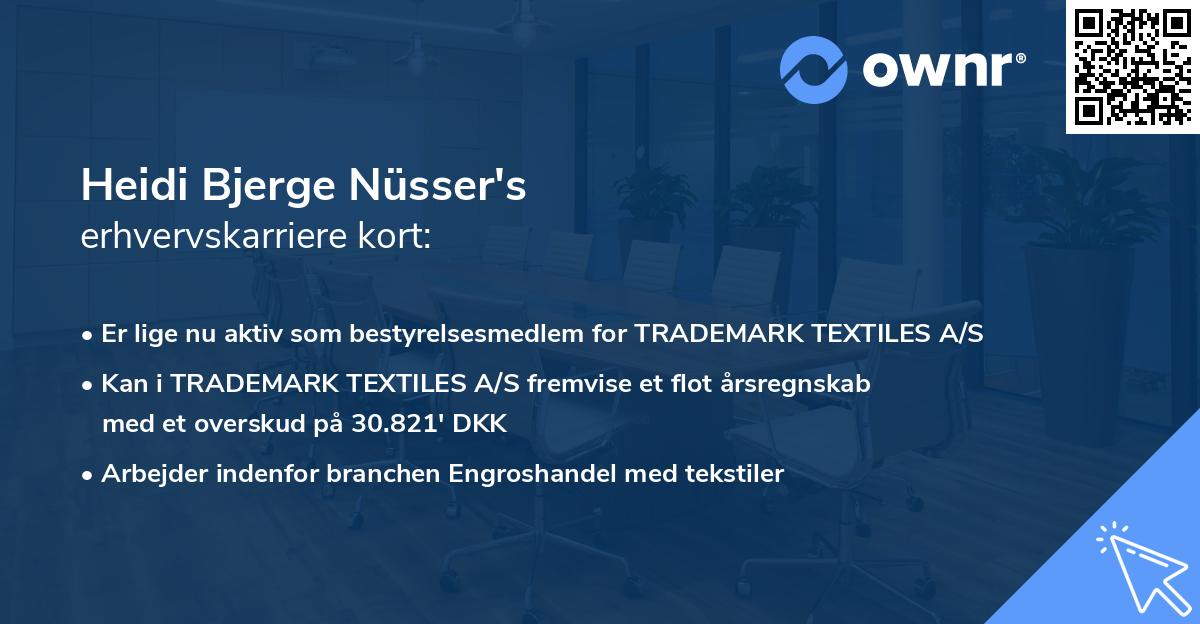 Heidi Bjerge Nüsser's erhvervskarriere kort