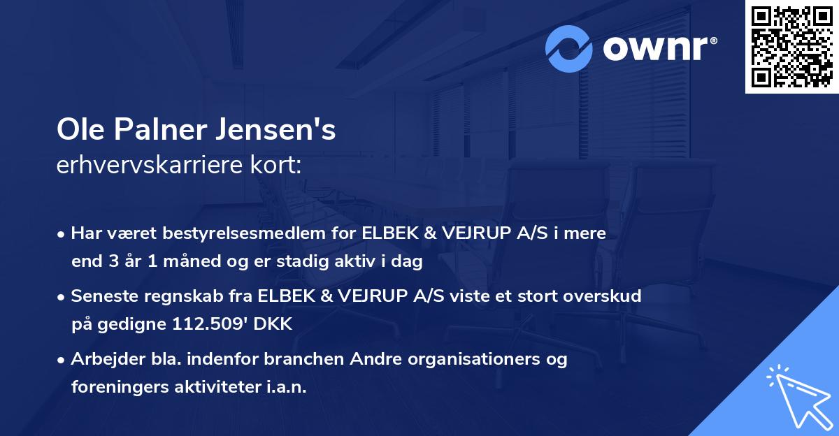 Ole Palner Jensen's erhvervskarriere kort