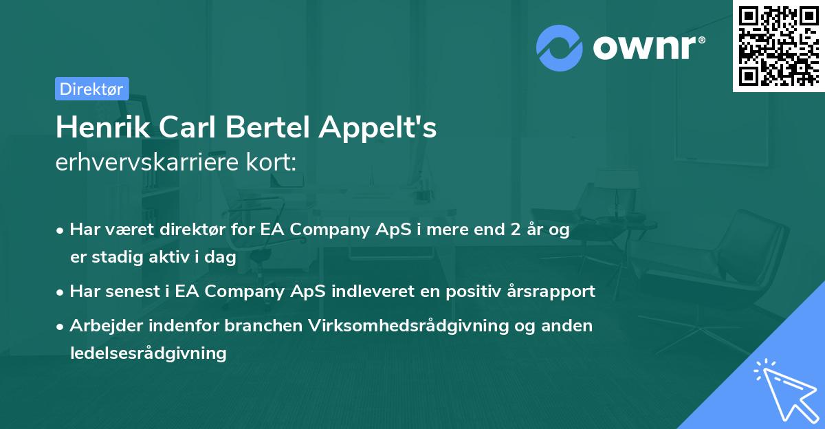 Henrik Carl Bertel Appelt's erhvervskarriere kort