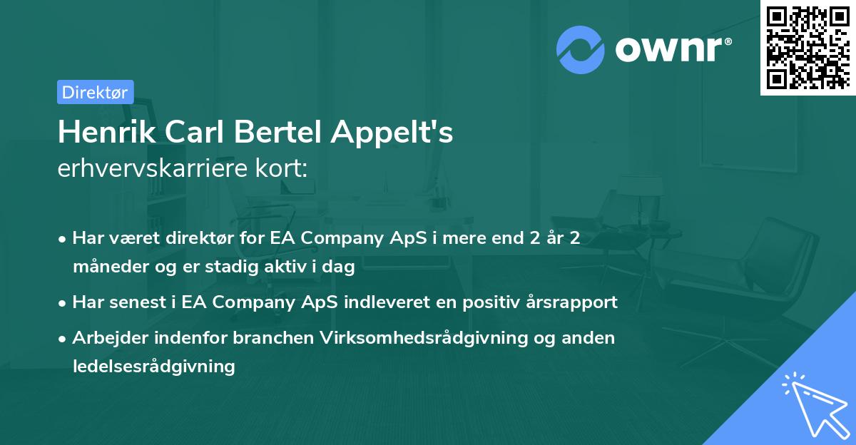 Henrik Carl Bertel Appelt's erhvervskarriere kort